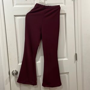 Wine Red Flare Pants